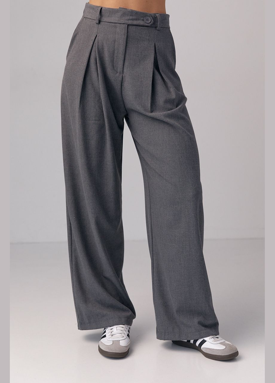 Жіночі класичні штани зі складками - сірий Lurex (293292887)