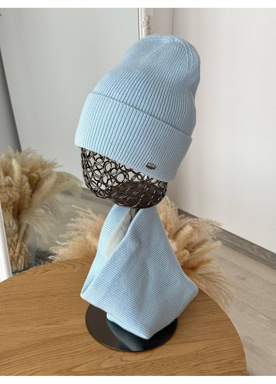 Жіночий комплект шапка й баф/Теплий жіночий шапка з хомутом/жіночий зимовий комплект із флісом Бузковий No Brand (367102105)