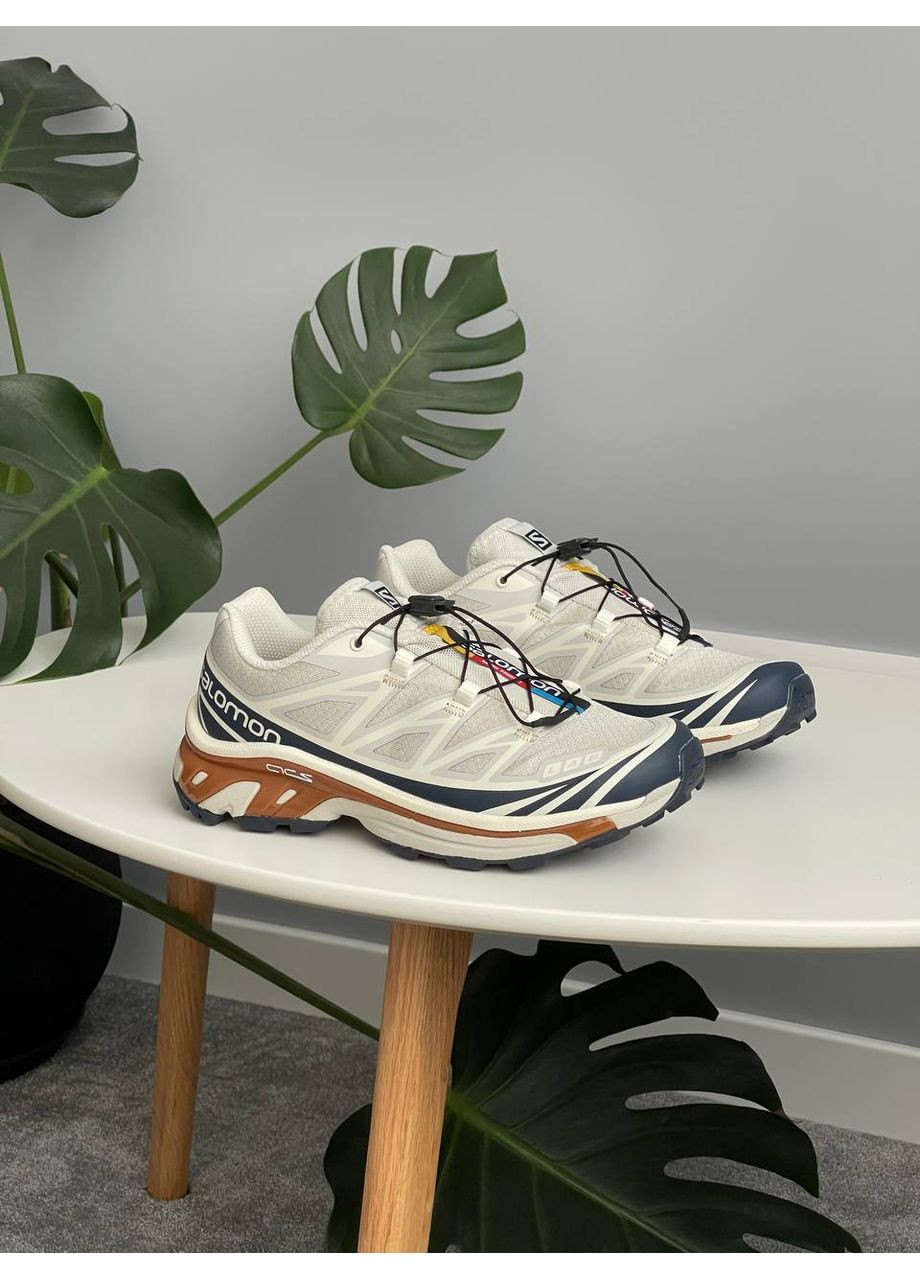 Білі Осінні кросівки чоловічі і жіночі Salomon XT-6 Soft Ground white | Саломон ХТ-6 Софт Граунд