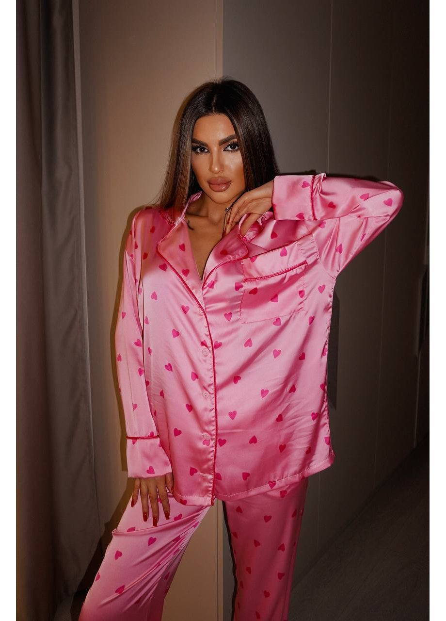 Малиновая шелковая женская пижама Osoblyva