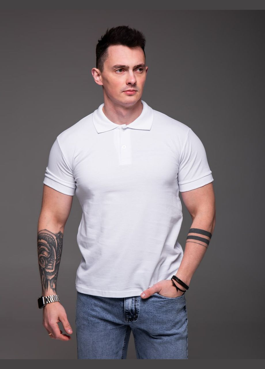 Біла чоловіча біла футболка поло No Brand