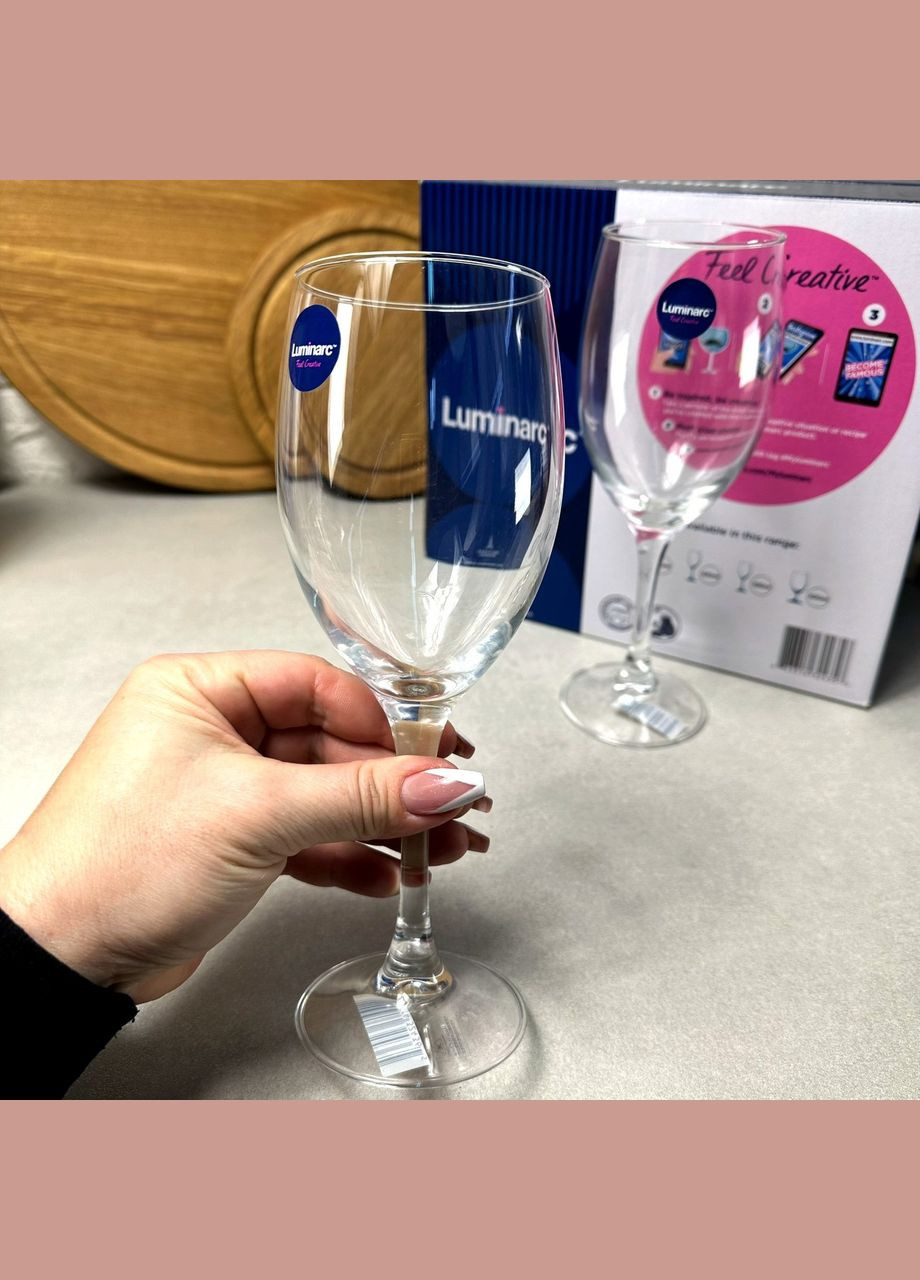 Набор бокалов для вина Raindrop 350 мл, 6 шт, стекло, для мытья в посудомоечной машине Luminarc (303209358)