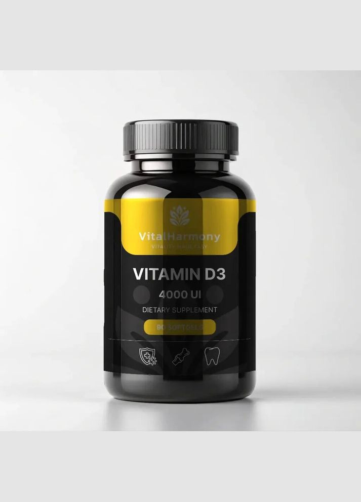 Холекальциферол Vitamin D3 4000 UI, 90 капсул для підтримки імунної системи VitalHarmony (327218185)