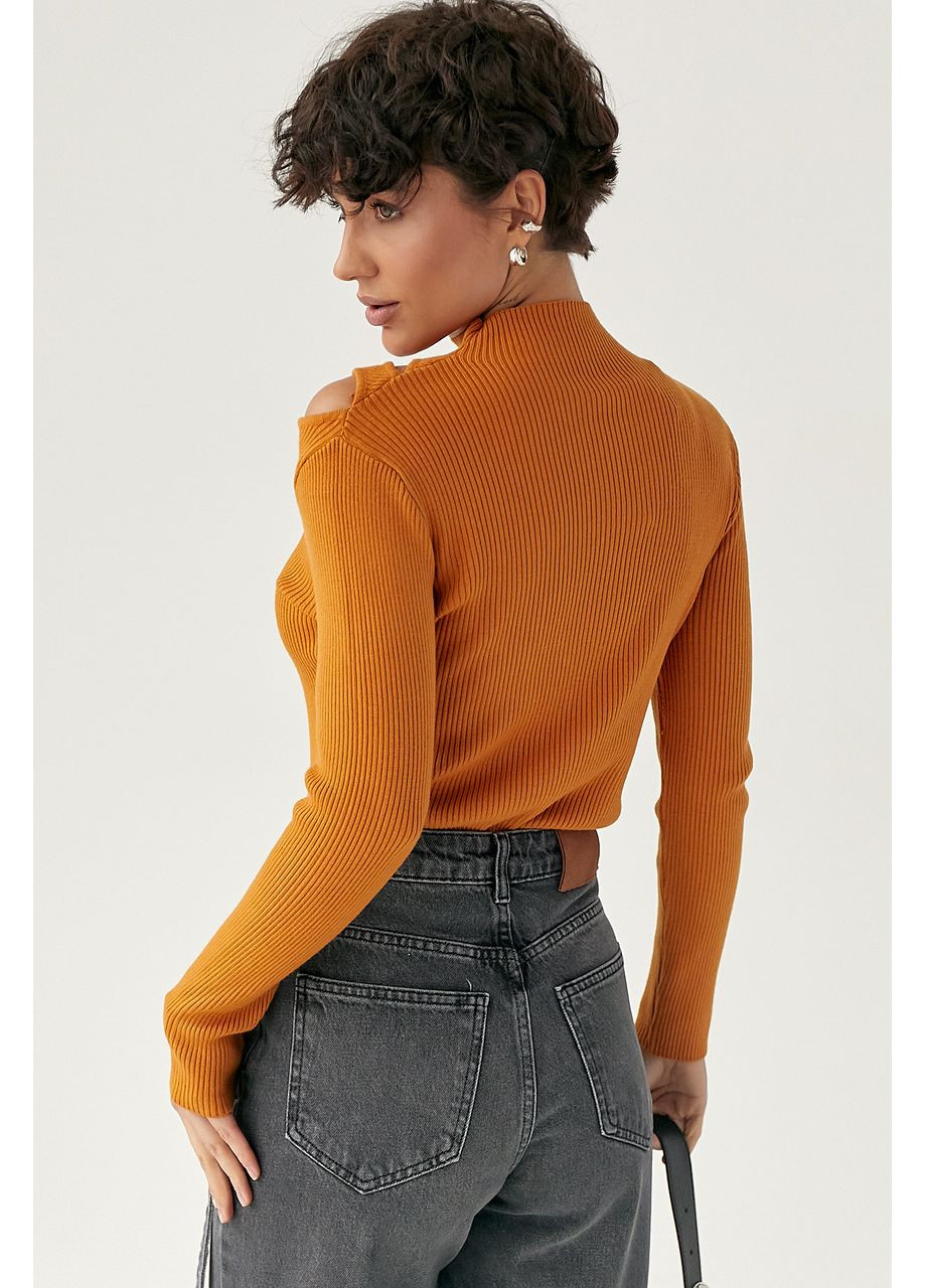 Лонг в рубчик с вырезами на плече Lurex (372255435)