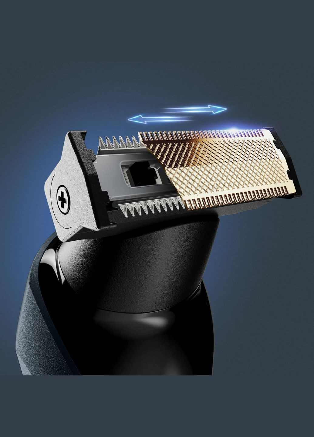 Тример Forever Sharp Ultimate, для бороди, вусів, акум., насадок-10, 120 хв. використання, дисплей, сталь, синій Rowenta (317558341)