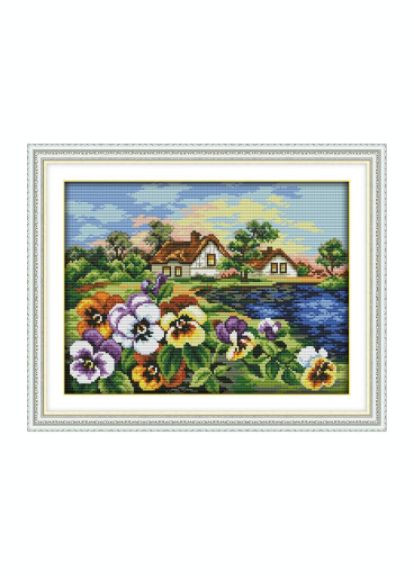 Набір для вишивання за нанесеною на канву схемою "The hometown of Pansy". AIDA 14CT printed 36*29 см Joy Sunday (313612958)
