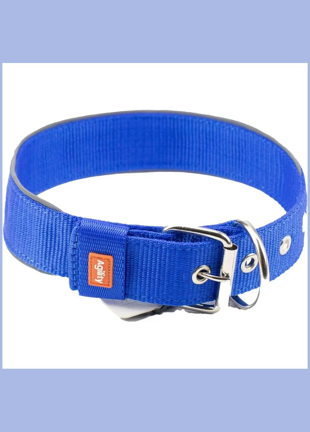 Ошейник для собак Agility 100082 нейлон со светоотражающим кантом двойной, 40 мм 460-550 мм синий Agilite (303633317)