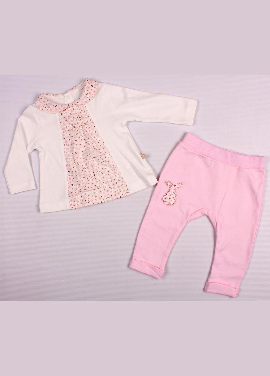 Рожевий демісезонний футболка с довгим рукавом + повзуни 59373 рожевий BiBaby