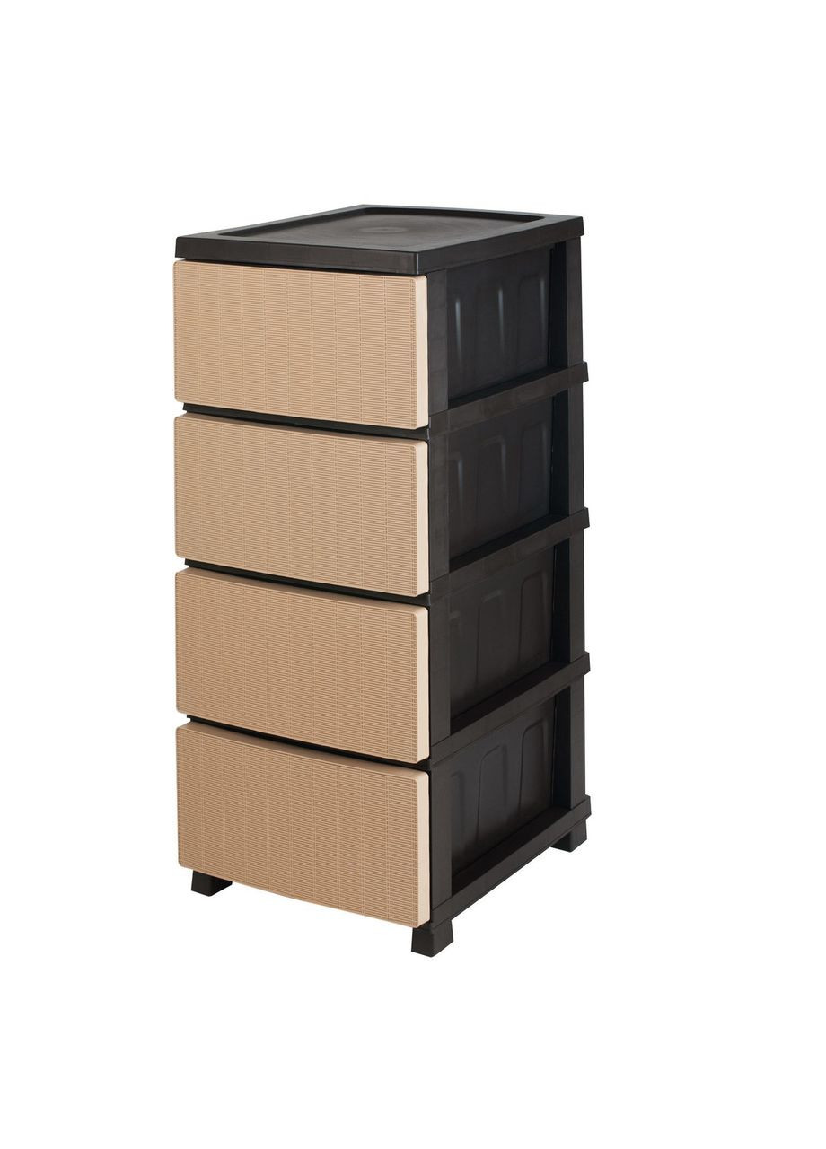 Комод пластиковый "Ротанг" 4 яруса 86*43*34см,, бежево-коричневый R-Plastic (345122265)