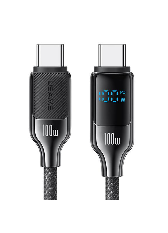 Кабель SJ742 TypeC To Type-C 100W Digital Display Zinc Alloy Fast Charging Data Cable - HX Series 1.2m Gray USAMS (315481588)