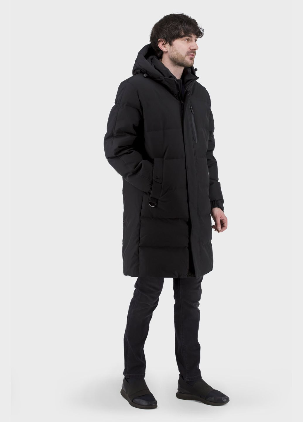 Чорна зимня чоловічий зимовий пуховик: біопух, двокольоровий, спортивний стиль (, ), 45835 Snow Image