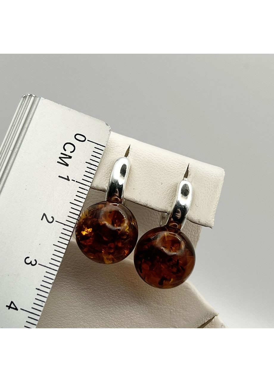 Сережки срібні з бурштином 5,7 г No Brand (369736822)