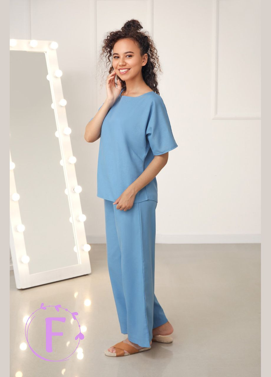 Жіночий костюм вільного крою з натурального льону Fashion Girl (301064858)