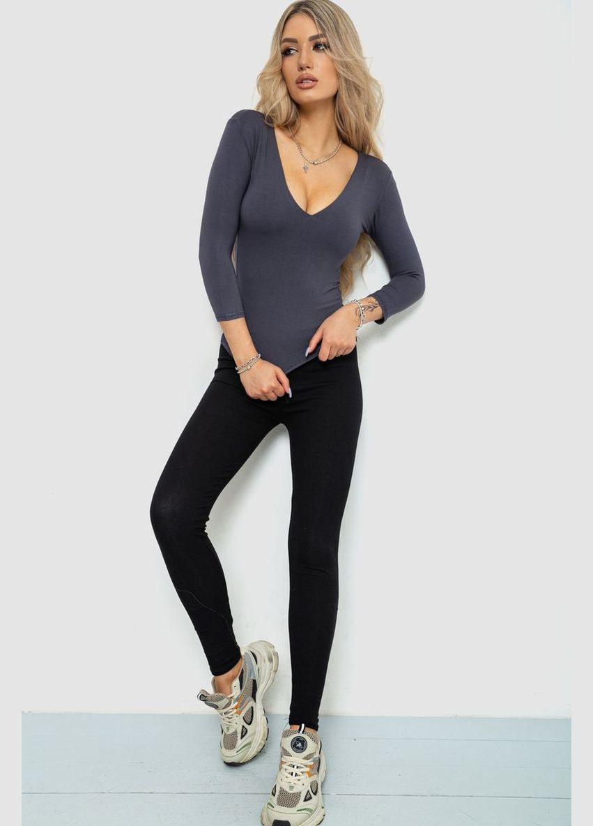 Темно-серая демисезон футболка женская с удлиненным рукавом, цвет джинс, Ager