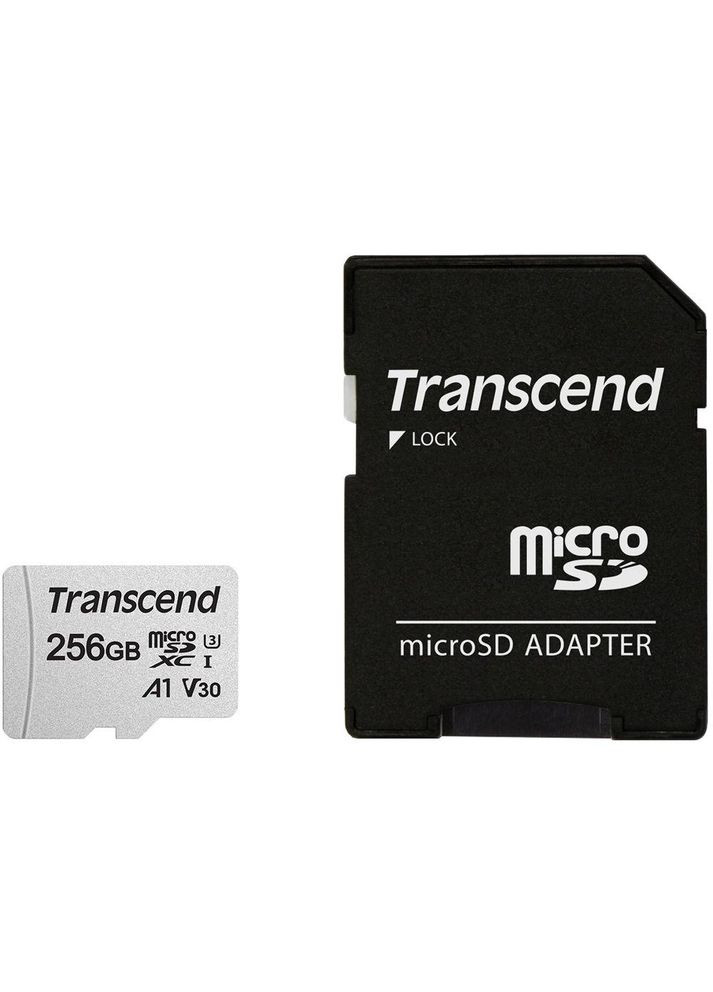 Карта памяти microSDXC 256 GB UHSI U3 300S + SD-адаптер (TS256GUSD300S-A) Transcend (276714133)