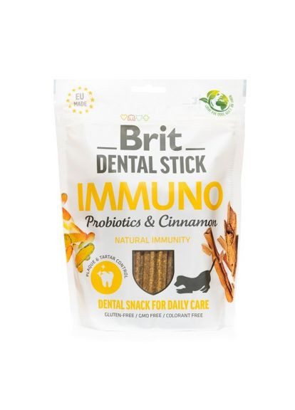 Лакомство для собак Brit Dental Stick Immuno для крепкого иммунитета, пробиотики и корица, 7 шт, 251 г (*) Brit Care (322591555)