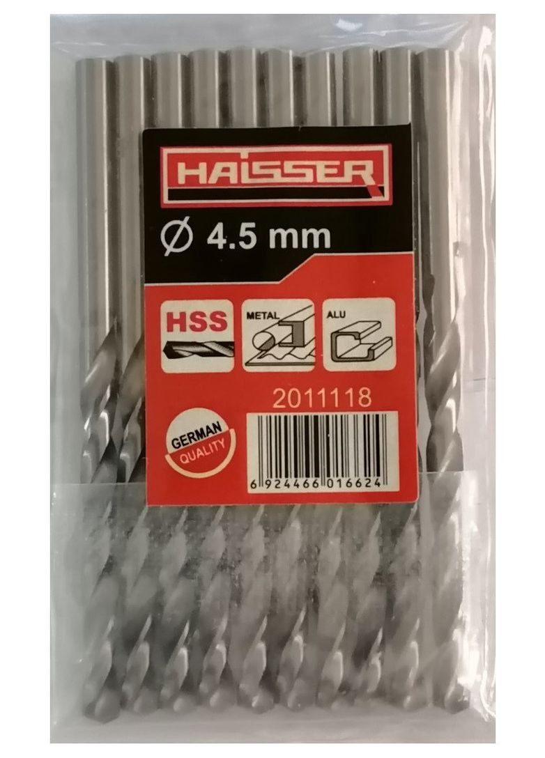 Сверло по металлу 4.5х47х80 мм цилиндрический хвостовик (DIN 338), (HS101012/2011118) 15842 Haisser (292565755)