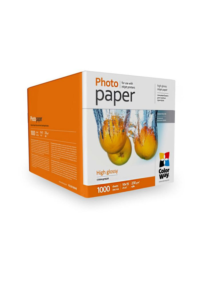 Фотопапір, глянсовий, A6 (10х15), 230 г/м², 1000 арк (PG23010004R) Colorway (314932211)
