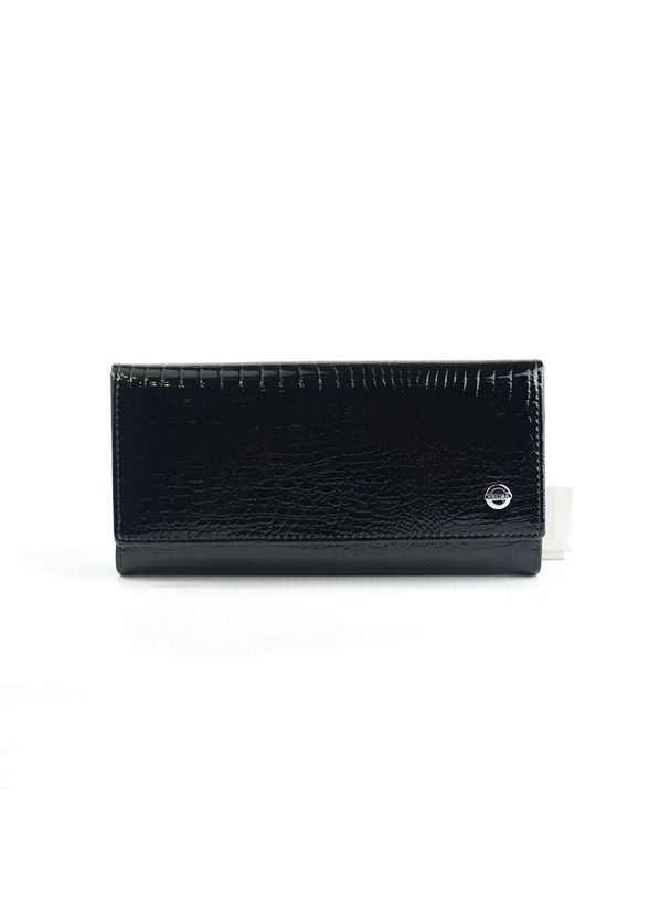 Кошелек женский кожаный черный на кнопке, Лаковый классический кошелек портмоне из натуральной кожи Balisa (266266465)