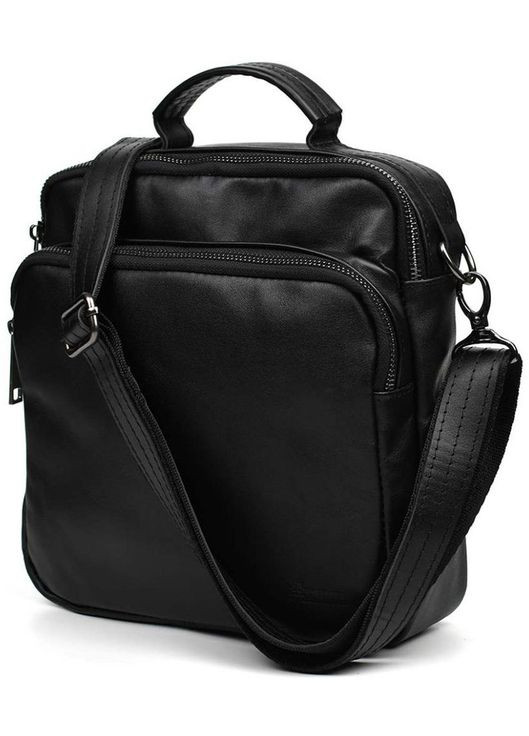 Сумка планшет через плече чоловіча із натуральної шкіри середня з металевою фурнітурою Чорний 35840 TARWA (337466427)