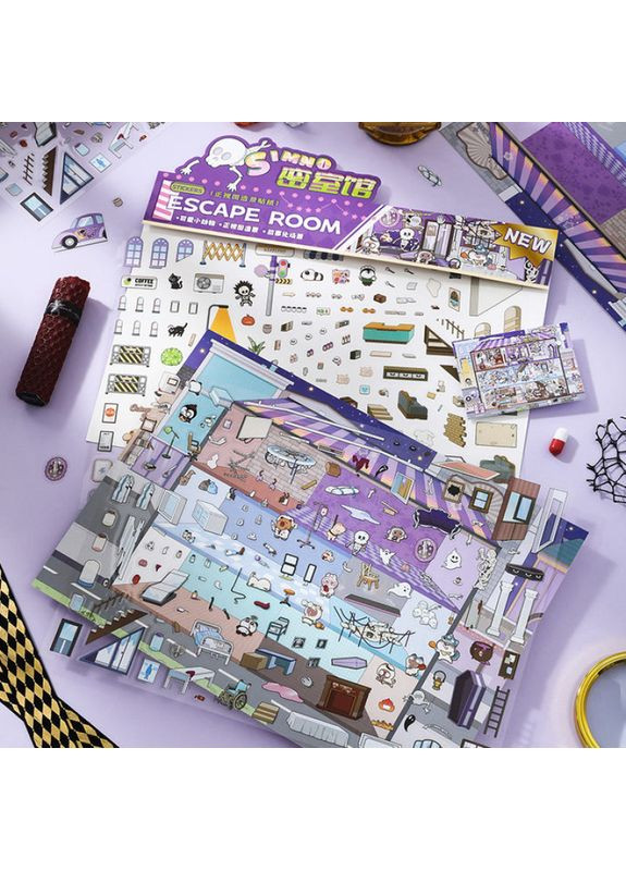 Набор наклеек стикеров румбокс 3D наклейки для творчества антистресс комната домик Комната страха No Brand (349824131)