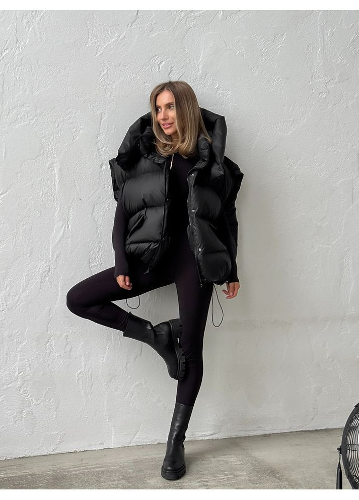 Черная зимняя женская зимняя куртка transformer с капюшоном (mil488) milirud