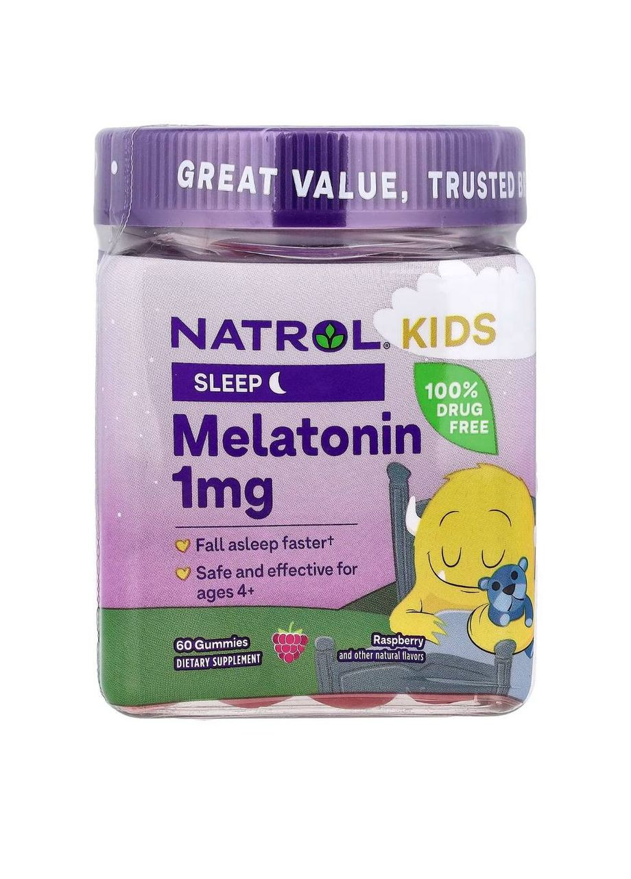 Мелатонін для дітей від 4 років,, Kids, 1 мг, 60 жувальних мармеладок Natrol (360983570)