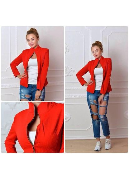 Цветной женский жакет на молнии, арт.21, красный KHAN - всесезон