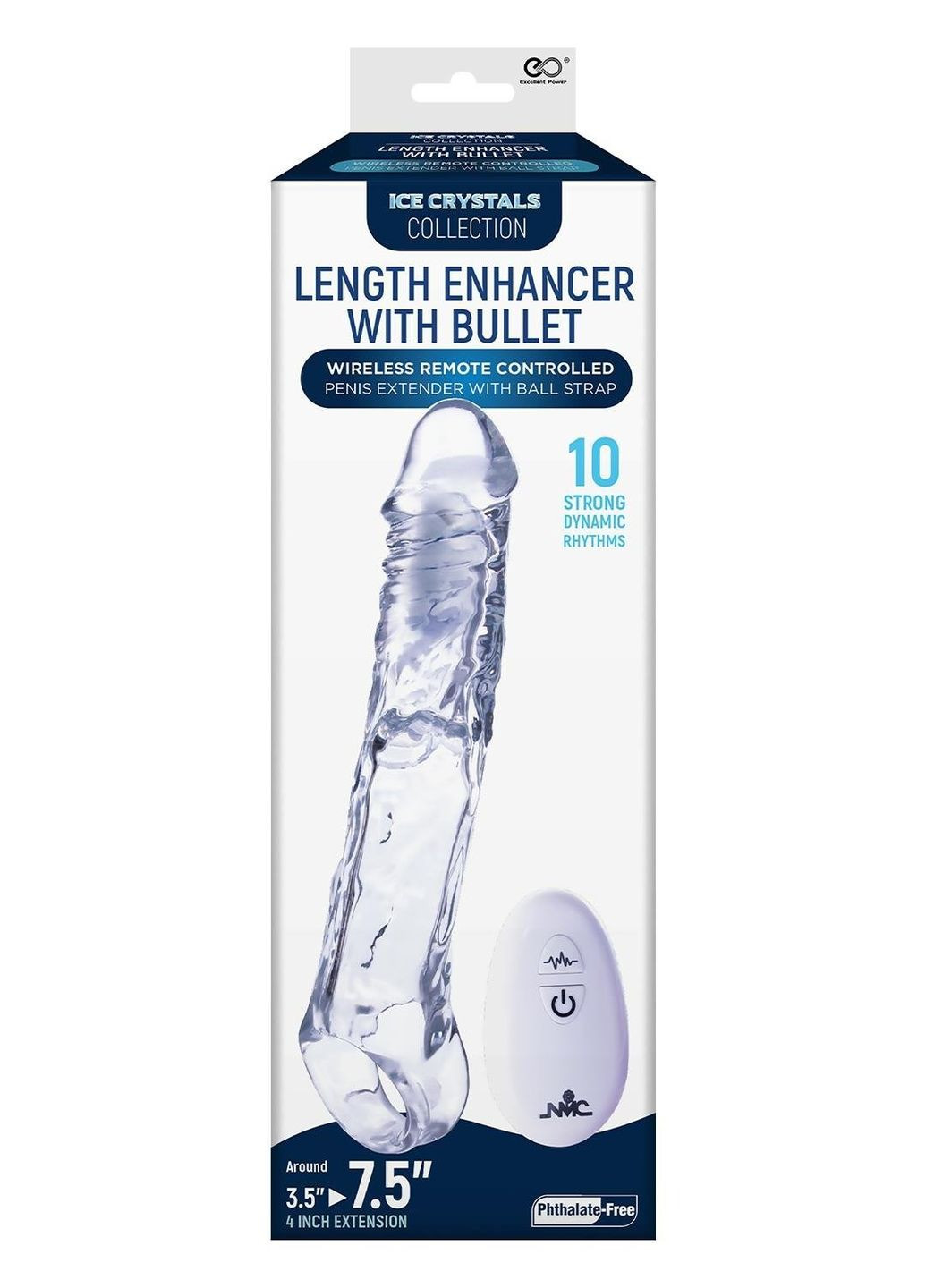 Насадка на пенис реалистичная Ice Crystals Collection с вибропулей и пультом. NMC (331168343)
