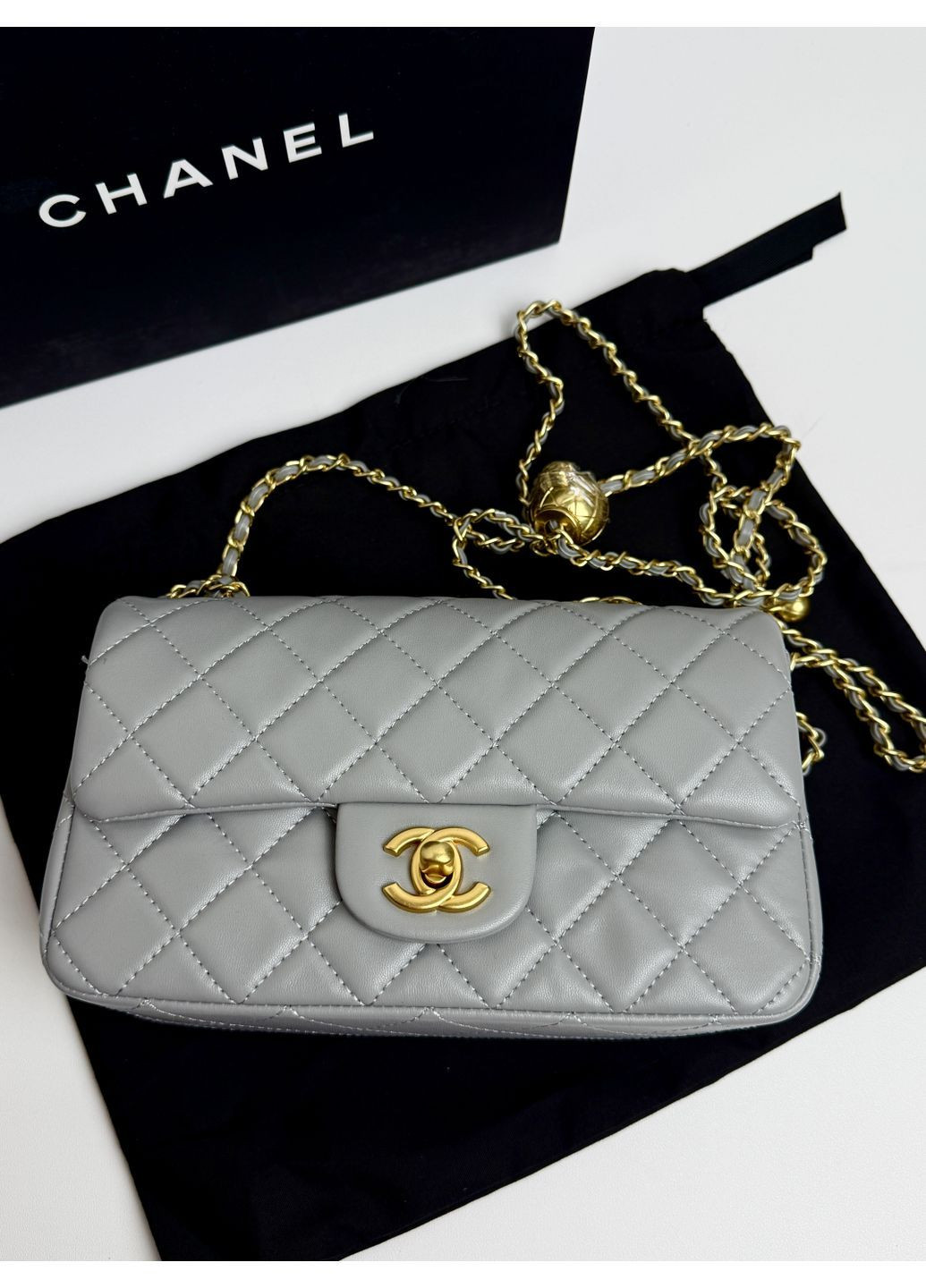 Сумочка жіноча кросбоді шкіряна сіра Сумка chane шанель No Brand (369667929)