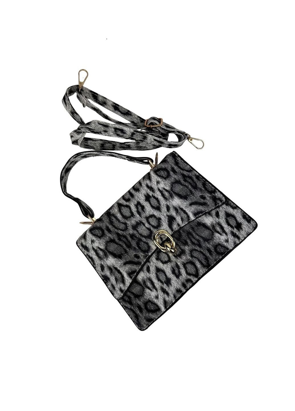 Женская сумка каркасная кроссбоди через плечо из экокожи с клапаном Леопардовая RoyalBag P1-369-9075 (331879754)