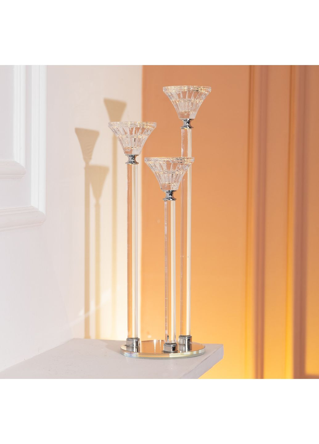 Подсвечник стеклянный на 3 свечи 12×37 см подсвечник декоративный на ножке HP-4-17 Yiwu (369143017)