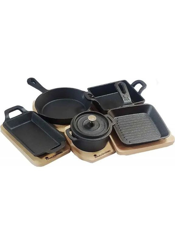 Сковорода порційна Foodies Cook & share 12.6x18.5 см із підставкою Black (BGMP-3805-4) Masterpro (353835224)