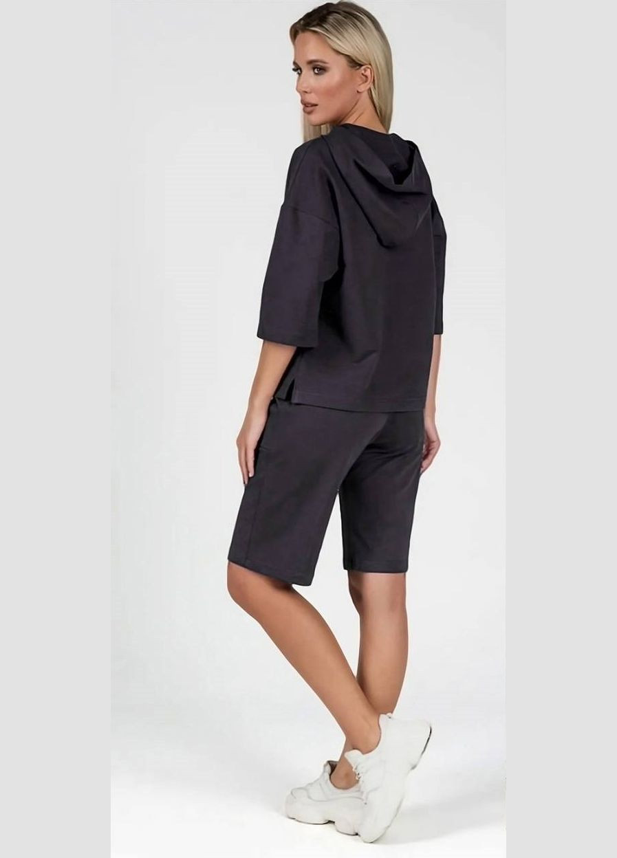 Жіночий костюм двійка з шортами колір чорний р.50/52 453623 New Trend (286330067)