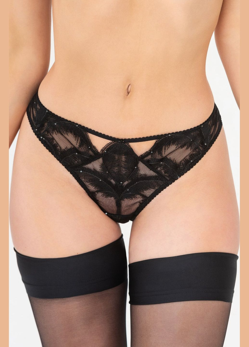 Трусики бразиліана з бісером Reine Rouge Naomi L23005 black (305003569)