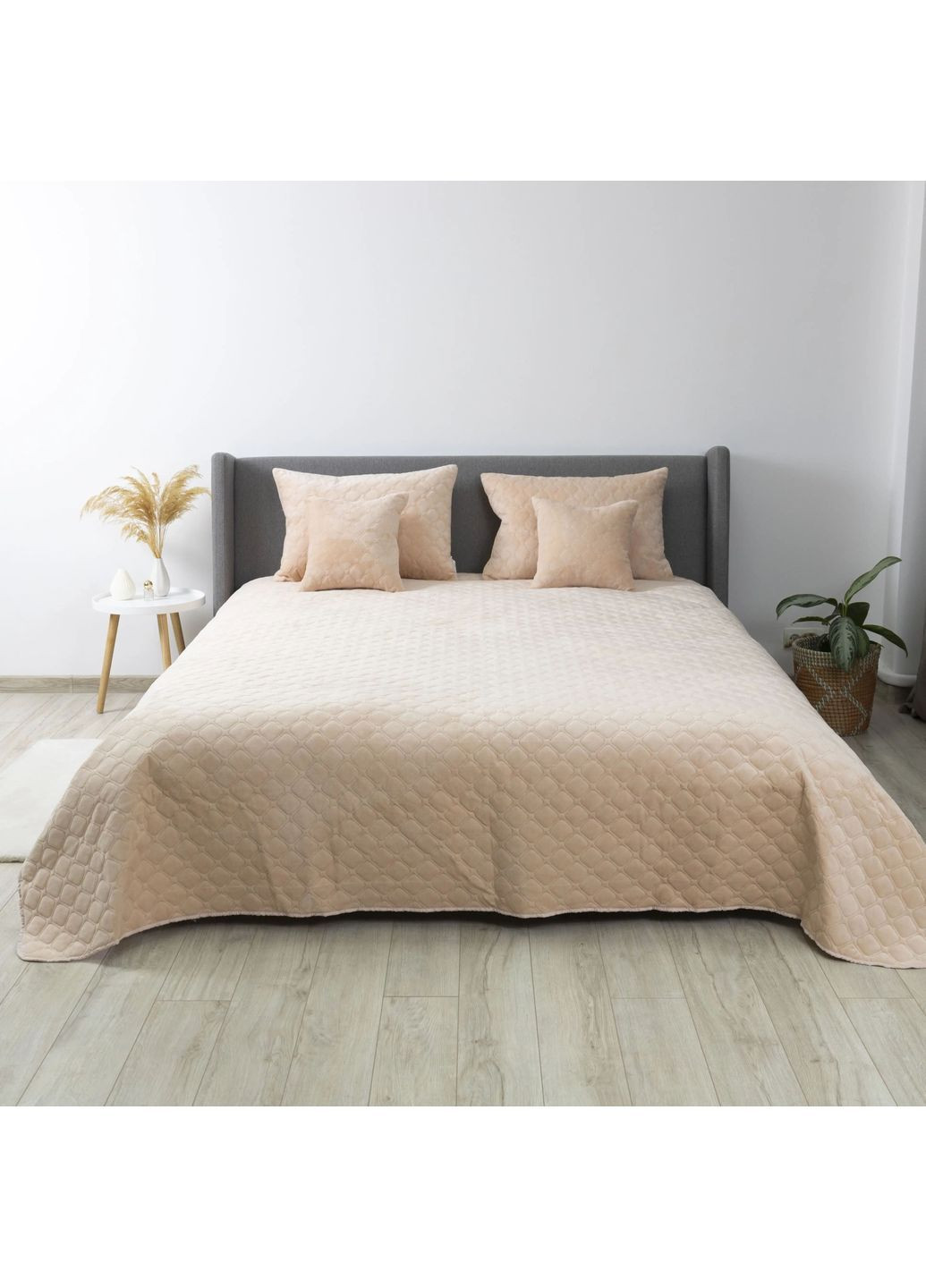 Двоспальне велюрове покривало 180*240 см гіпоалергенне Рожеве (24350180240) ТЕП (364503602)