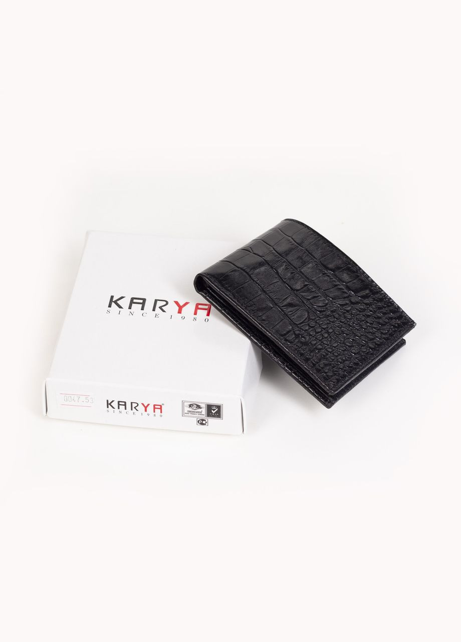 Чоловічий шкіряний гаманець на магнітах 0047-53 маленький чорний Karya (262448988)