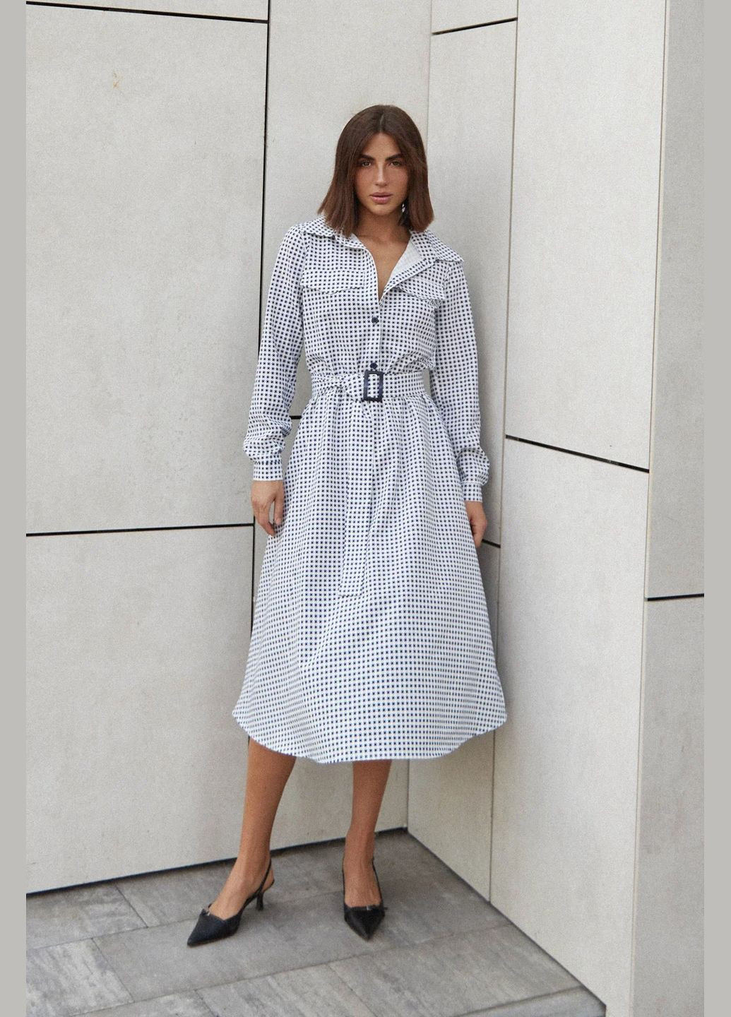 Синя ділова, повсякденний, кежуал сукня Seventeen в клітинку