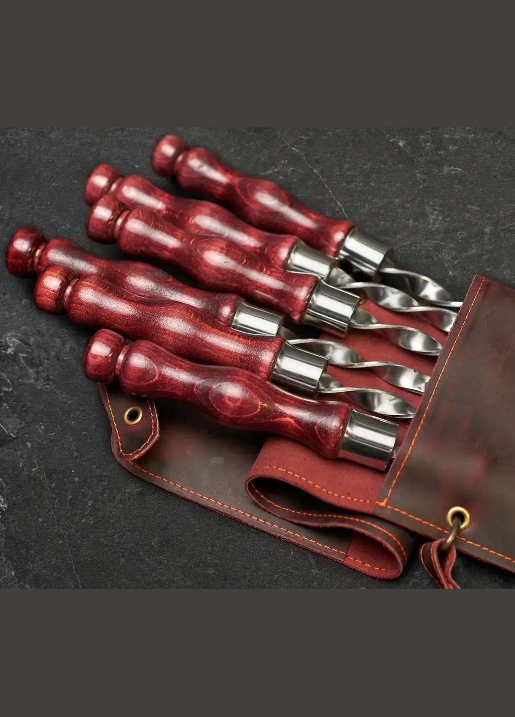 Шампуры ручной работы из нержавейки "Асгард" в кожаном кейсе на подарок шефу Handmade LC-034 (347291594)