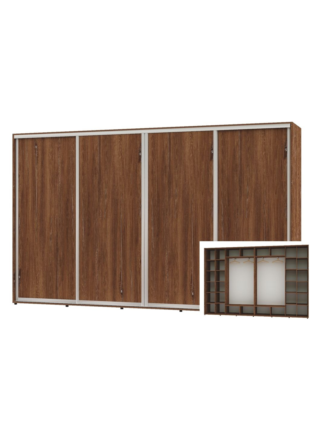 Шкаф-купе четырехдверный 380*45*250 Дуб винтаж 4 двери ДСП Алекса (360478248)