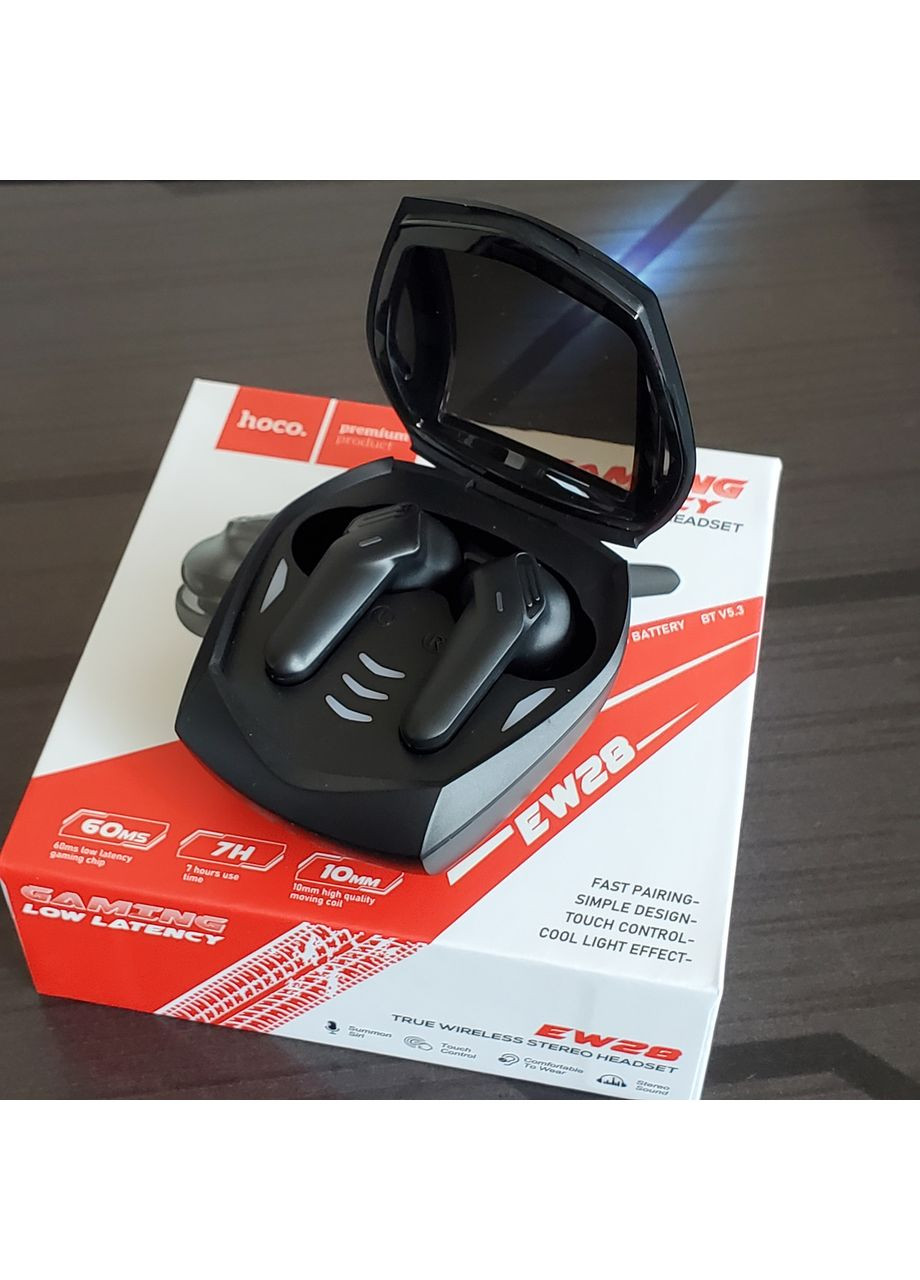 Игровые Беспроводные блютуз наушники вакуумные EW28 черные 7 часов Hoco (353497693)