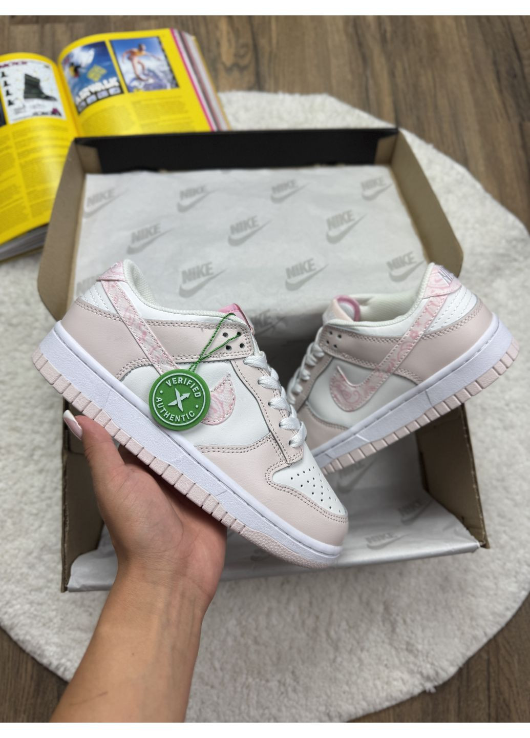 КРОСІВКИ ЖІНОЧІ NIKE SB DUNK LOW PINK WHITE НАЙК СБ ДАНК No Brand рожеві демісезони (369387446)