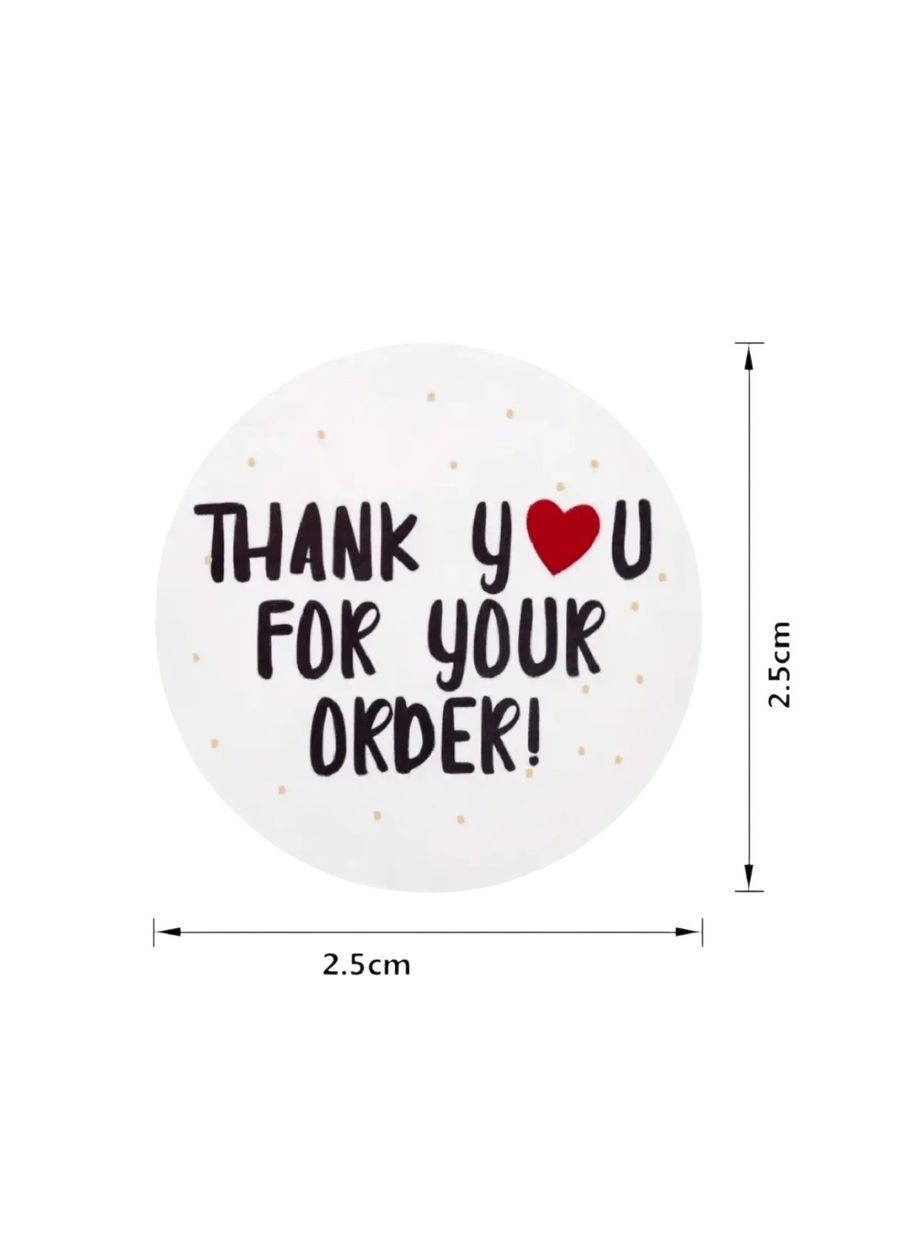 Наклейки "Thank You For Your Order" 500 шт, 2.5 см Для упаковки товаров, интернет-магазина, хендмейда No Brand (364688060)
