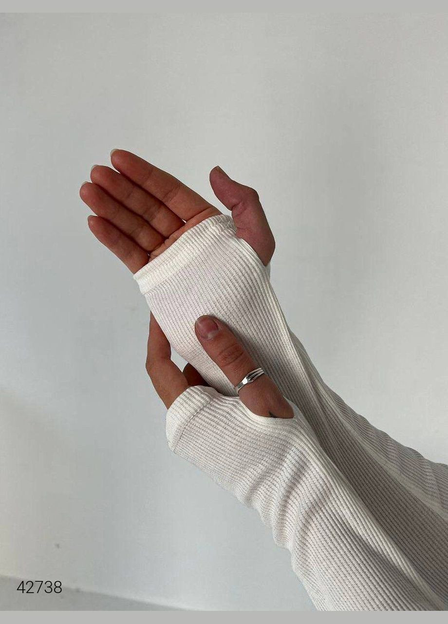 Красивый укороченный топ рубчик с молнией на белой шее You Best (300325364)