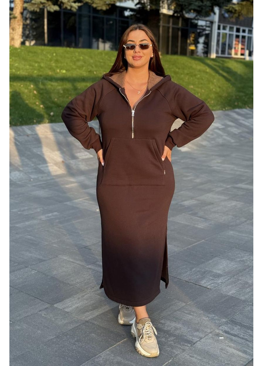 Коричневое платье с капюшоном коричневое (м206.4) UMON