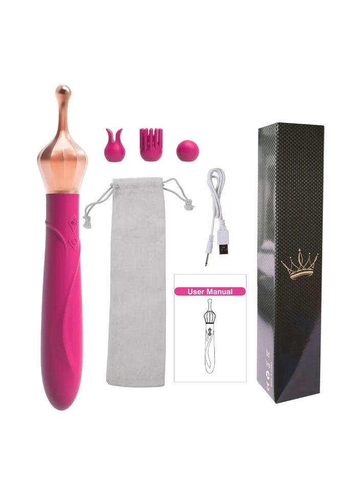 ТОПОВИЙ Двосторонній вібратор для стимуляції клітора з вакуумом рожевий No Brand (302002085)