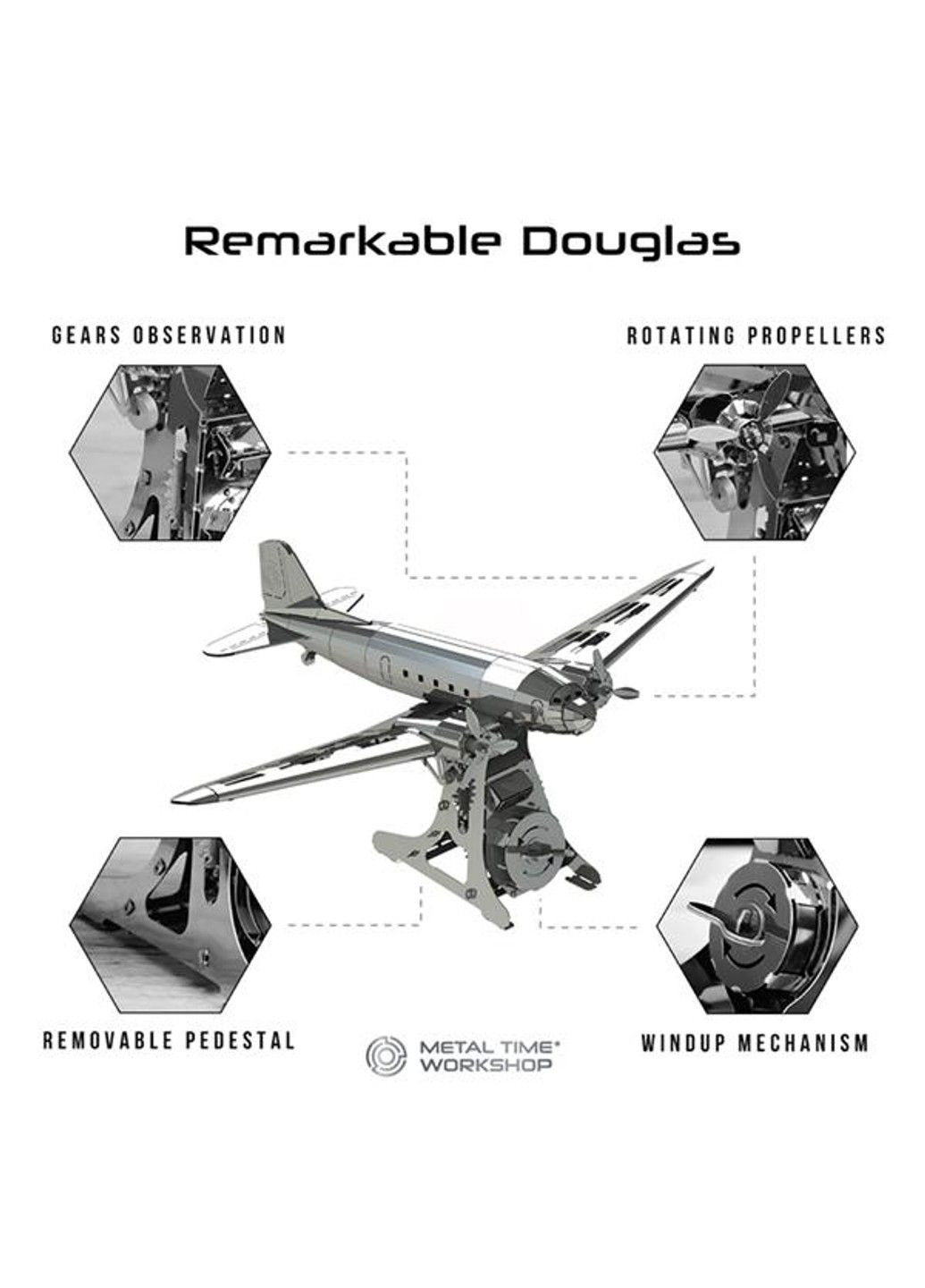 Коллекционная модель-конструктор Remarkable Douglas Самолет DC-3 механический (MT057) Metal Time (335054948)