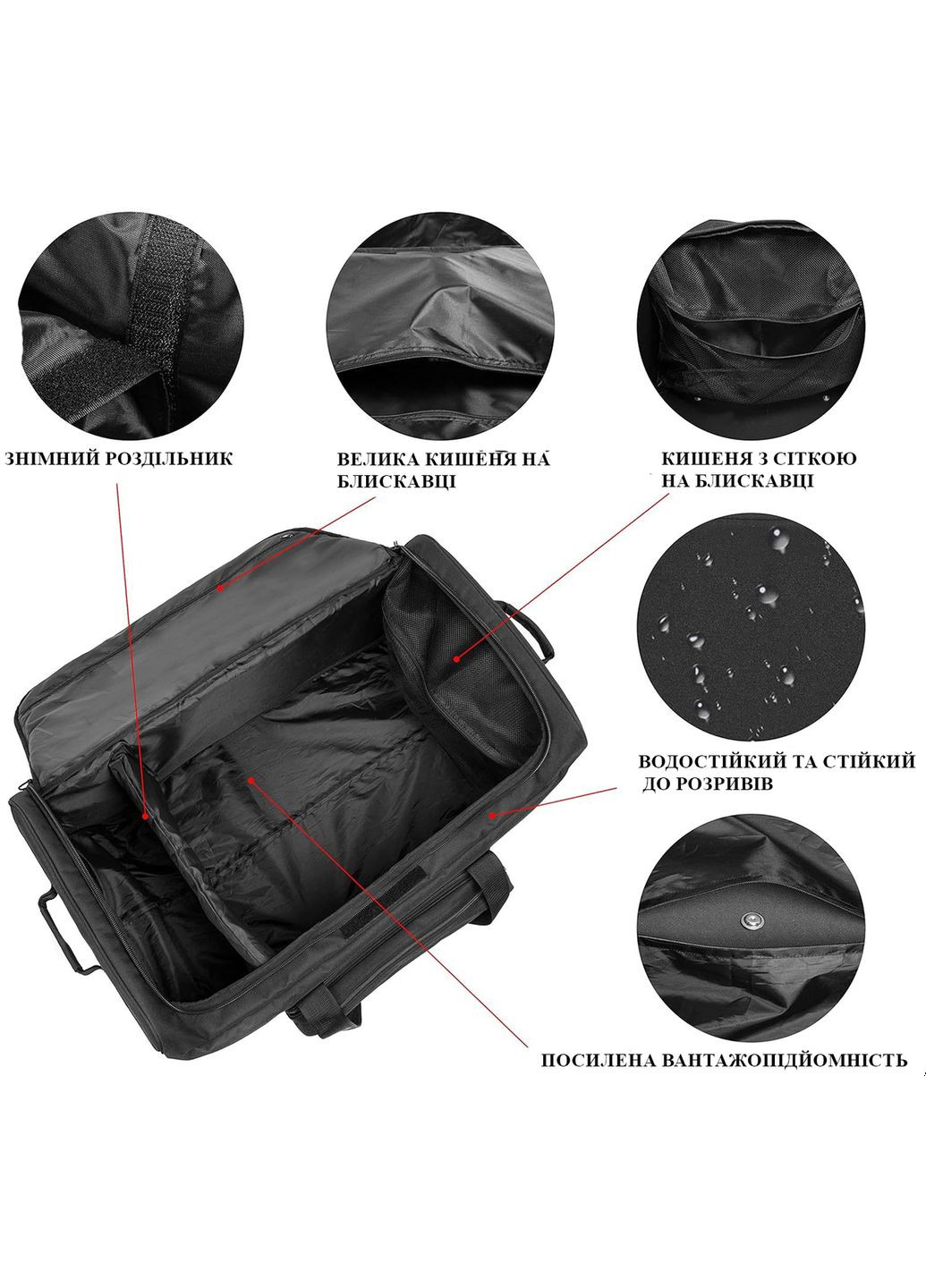 Большая дорожная сумка-чемодан армейская на колесах Черная 118 л KT6008802 Solve (305743424)