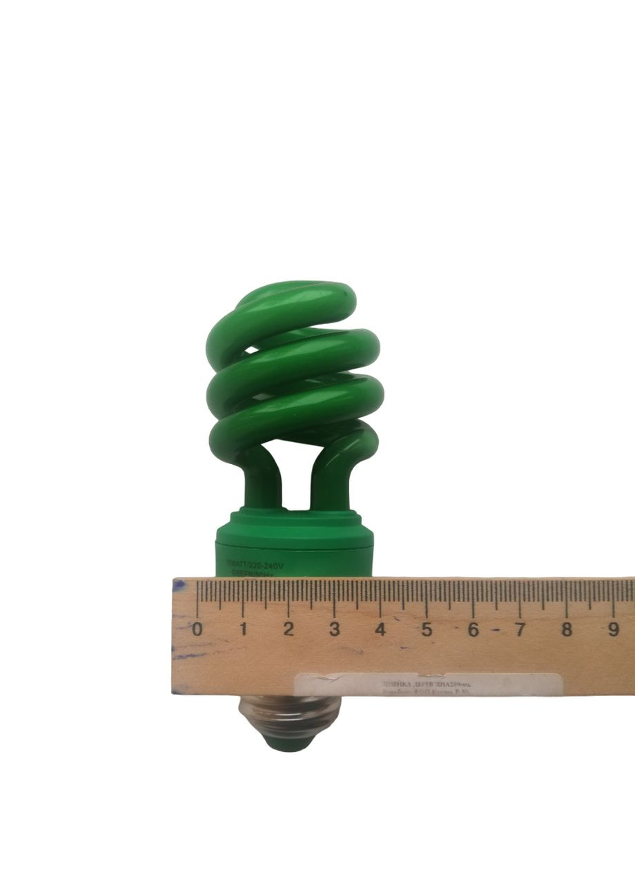 Енергозберігаюча декоративна кольорова лампа ECO LIGHT 15W 15Вт E27 зелений колір Ecolight (369369517)