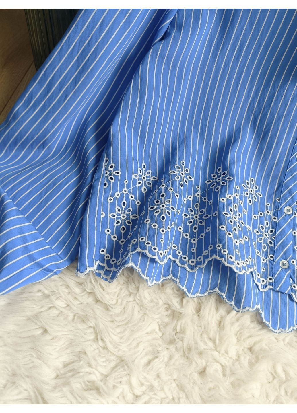 Смугаста сорочка з прорізною вишивкою Zara (354816941)